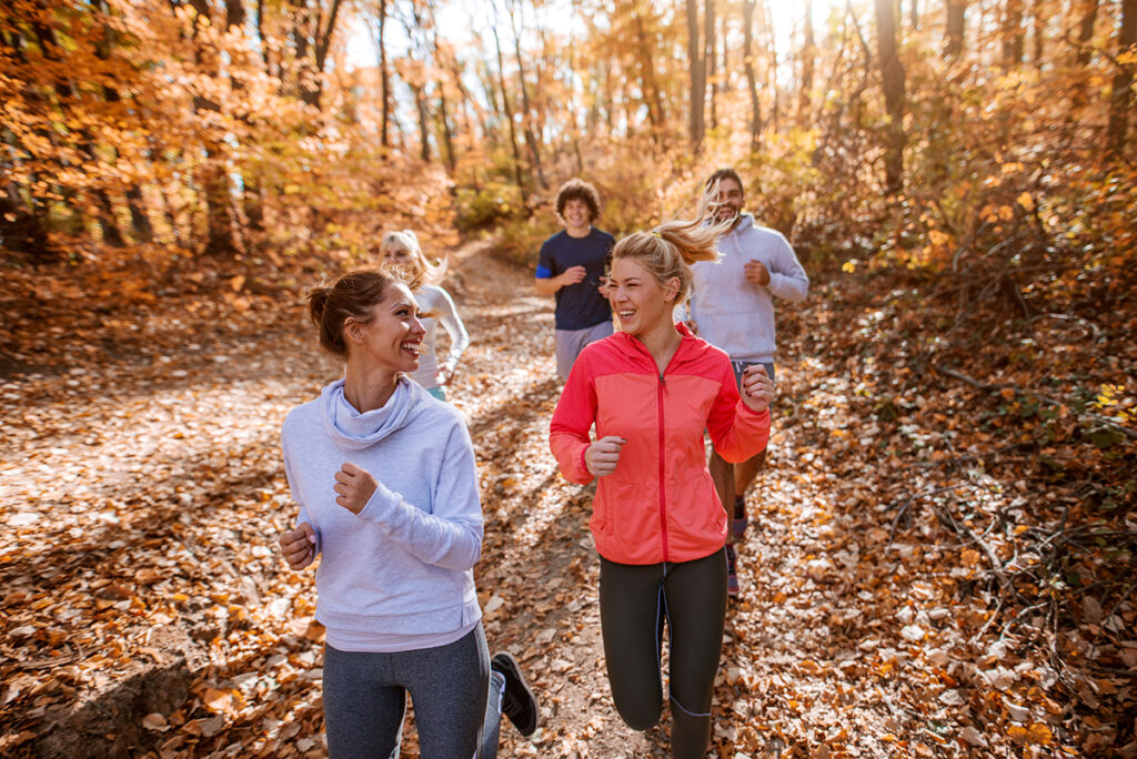 Group of friends going for a run
