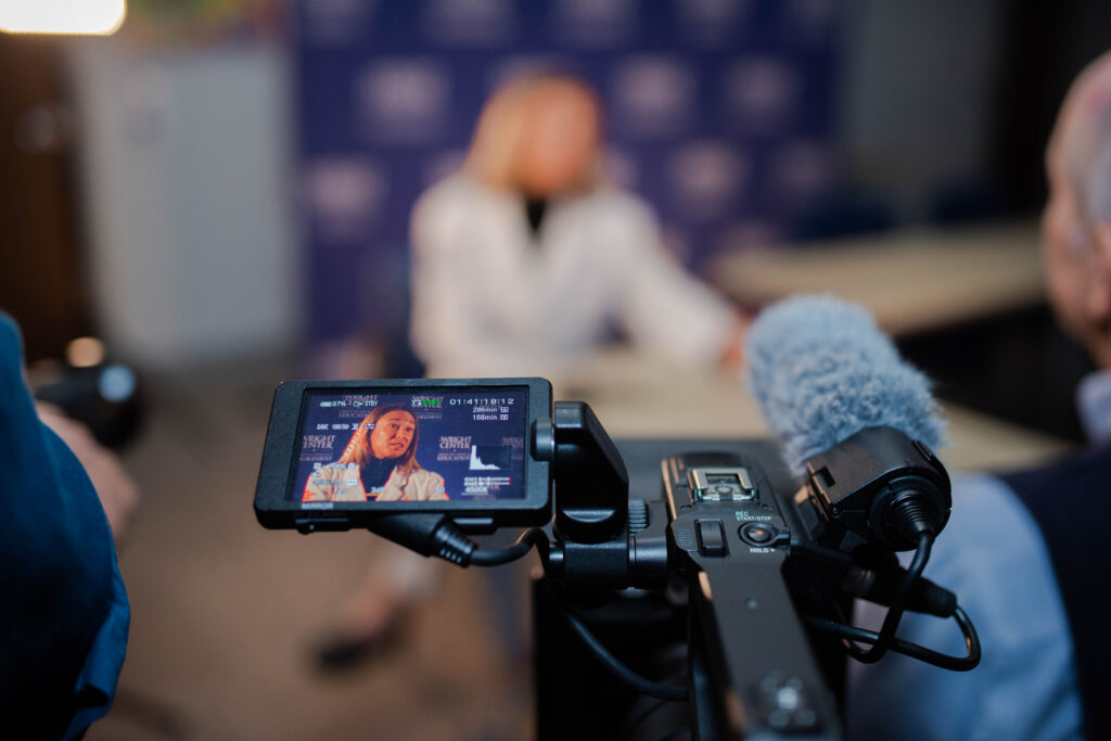 Behind the scenes of Dr. McFadden being interviewed