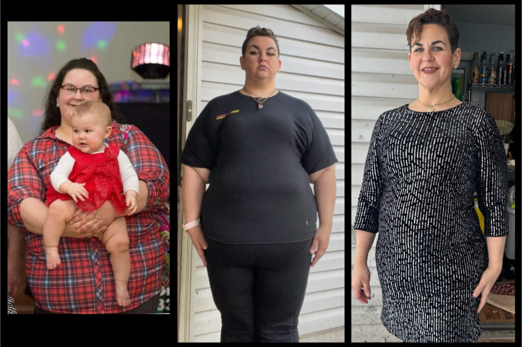 Lackawanna County native Julianna Morse, seen here during phases of her weight-loss journey, has dropped 160 pounds in recent years while getting medical, nutritional, and other support at The Wright Center for Community Health.